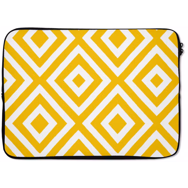 Laptophoes - Geometrisch - Lijnen - Modern - Geel - Wit — 1