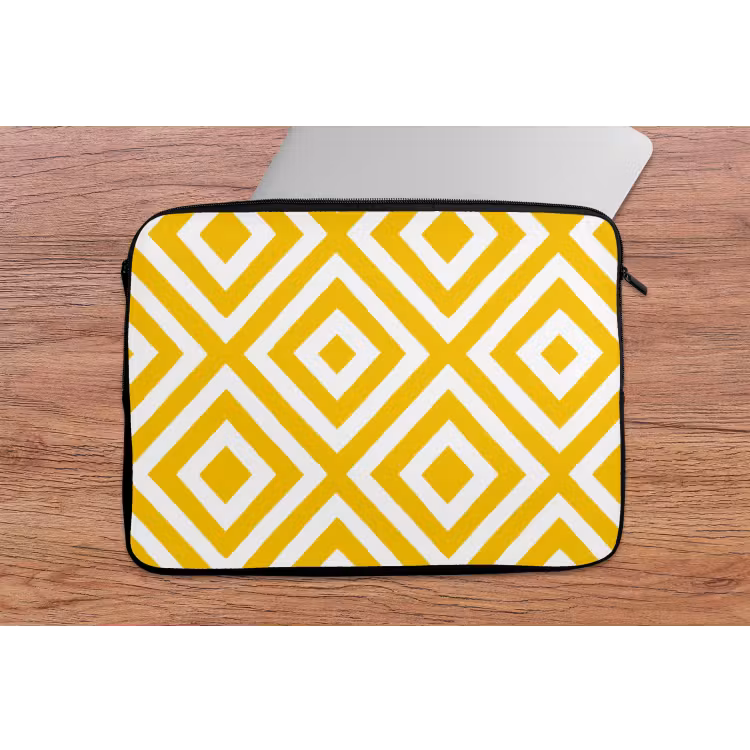 Laptophoes - Geometrisch - Lijnen - Modern - Geel - Wit — 2