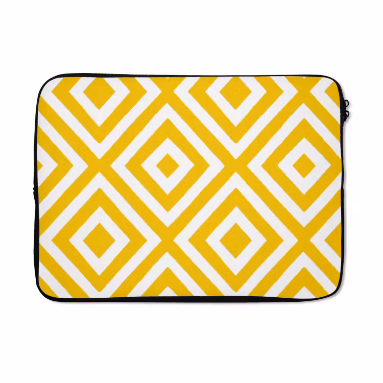 Laptophoes - Geometrisch - Lijnen - Modern - Geel - Wit — 5