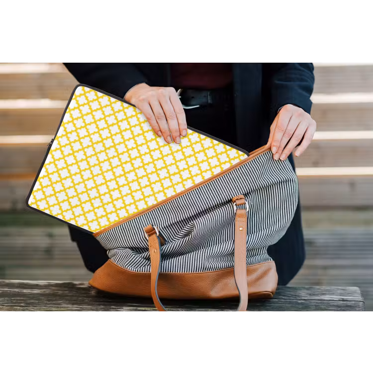 Laptophoes - Patroon - Geometrisch - Klassiek - Geel — 4