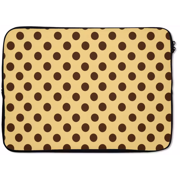 Laptophoes - Polka Dot - Stippen - Retro - Geel - Bruin — 1