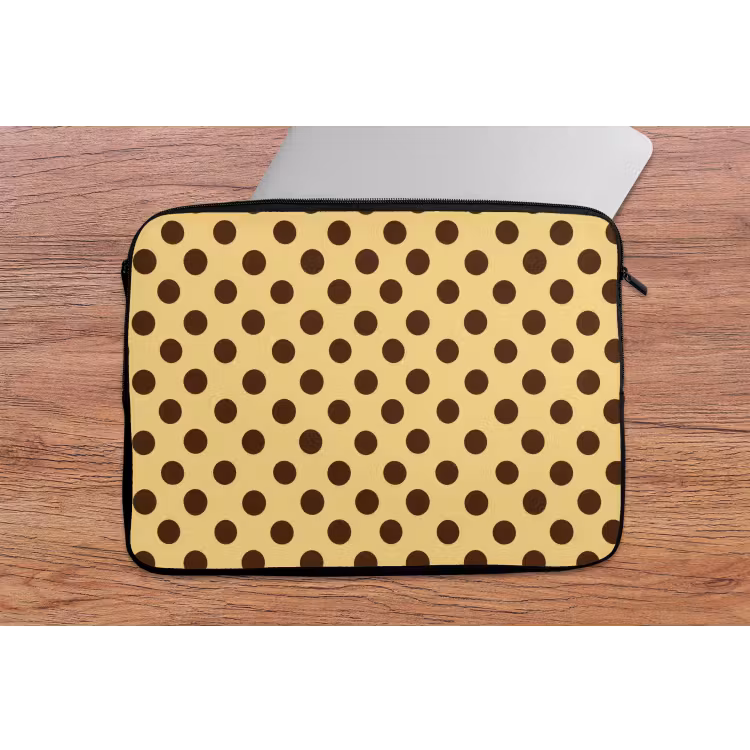 Laptophoes - Polka Dot - Stippen - Retro - Geel - Bruin — 2