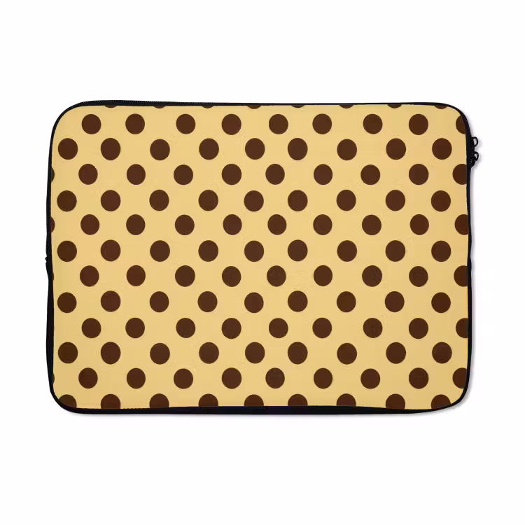 Laptophoes - Polka Dot - Stippen - Retro - Geel - Bruin — 5