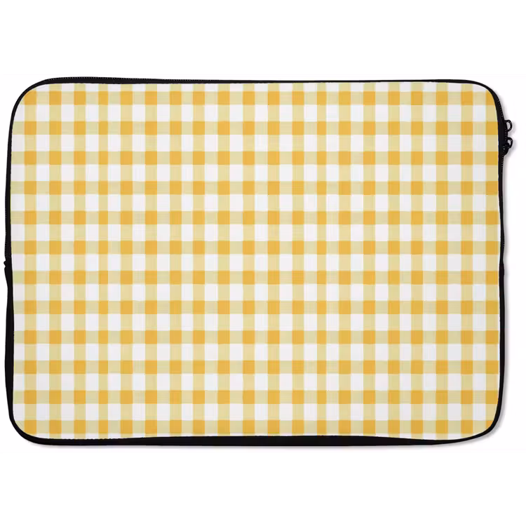 Laptophoes - Ruit - Gingham - Klassiek - Geel en Wit — 1
