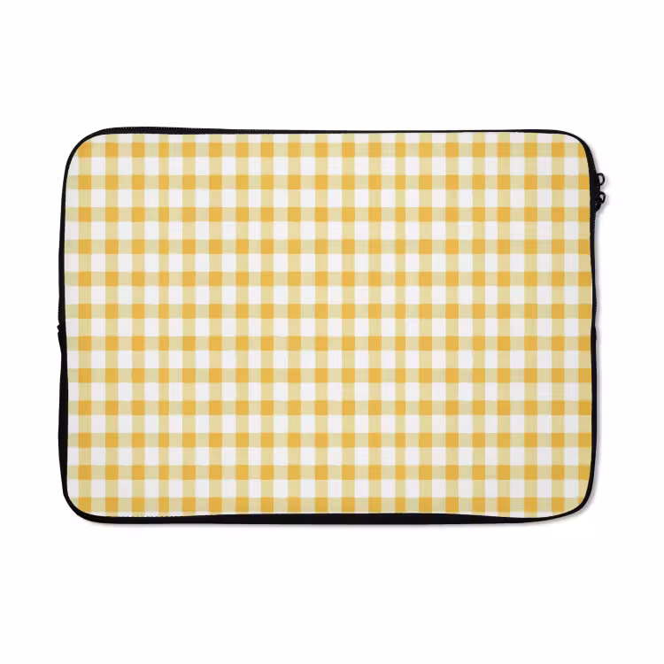 Laptophoes - Ruit - Gingham - Klassiek - Geel en Wit — 5