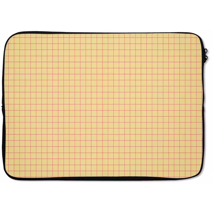 Laptophoes - Ruitjes - Grid - Minimalistisch - Geel - Roze — 1