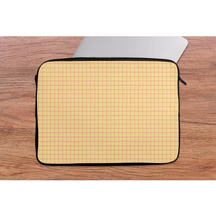 Laptophoes - Ruitjes - Grid - Minimalistisch - Geel - Roze — 2