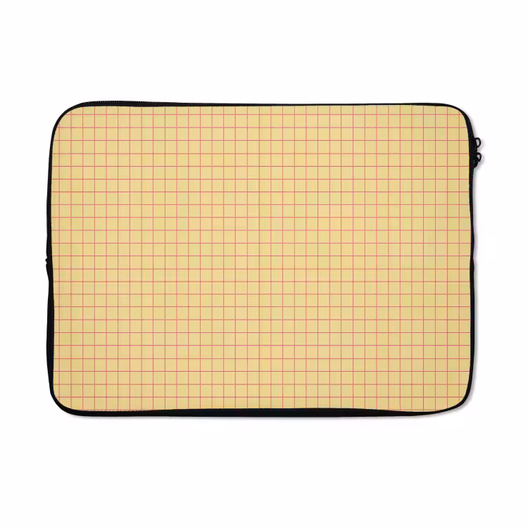 Laptophoes - Ruitjes - Grid - Minimalistisch - Geel - Roze — 5