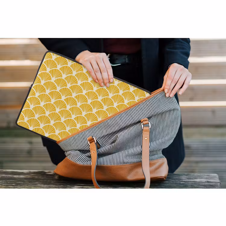 Laptophoes - Waaiers - Art Deco - Retro - Okergeel — 4