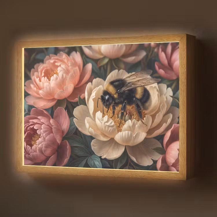 Lightbox - Wandlamp - Bloemen - Insect - Natuur - Roze — 1