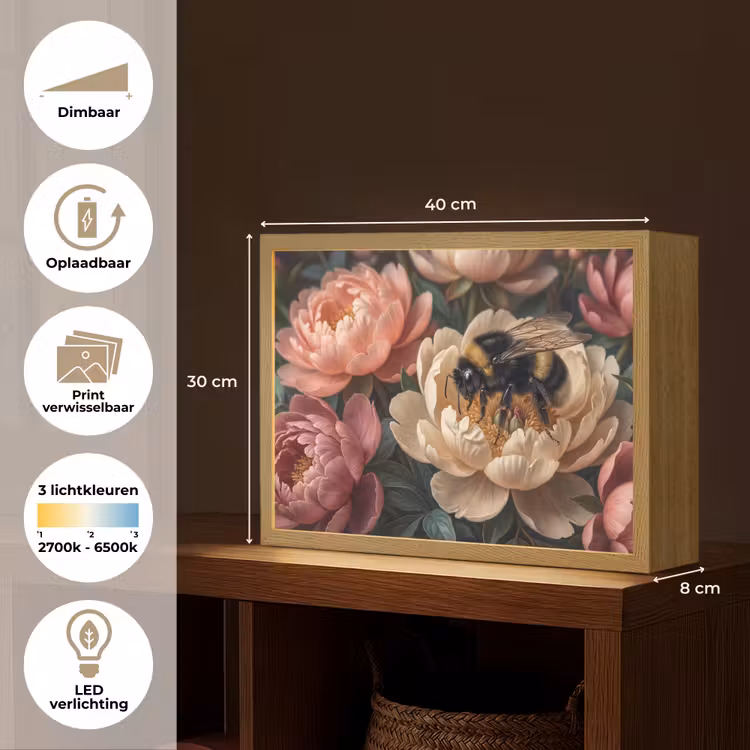 Lightbox - Wandlamp - Bloemen - Insect - Natuur - Roze — 10