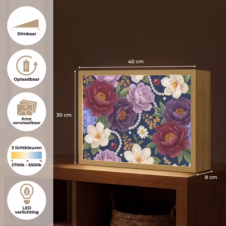 Lightbox - Wandlamp - Bloemen - Parels - Decoratie - Modern - Blauw — 10