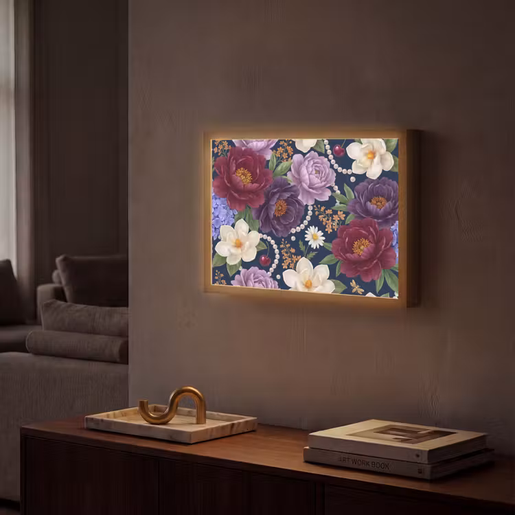 Lightbox - Wandlamp - Bloemen - Parels - Decoratie - Modern - Blauw — 2