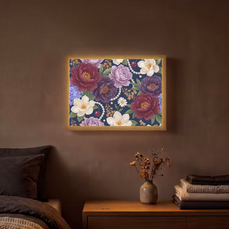 Lightbox - Wandlamp - Bloemen - Parels - Decoratie - Modern - Blauw — 3