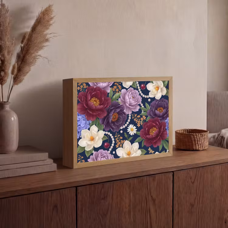 Lightbox - Wandlamp - Bloemen - Parels - Decoratie - Modern - Blauw — 4