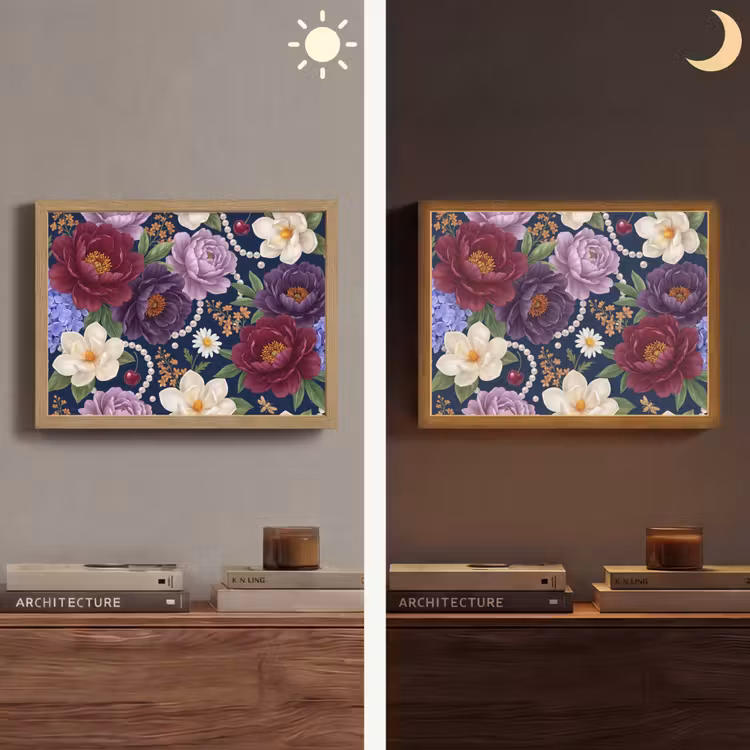 Lightbox - Wandlamp - Bloemen - Parels - Decoratie - Modern - Blauw — 6