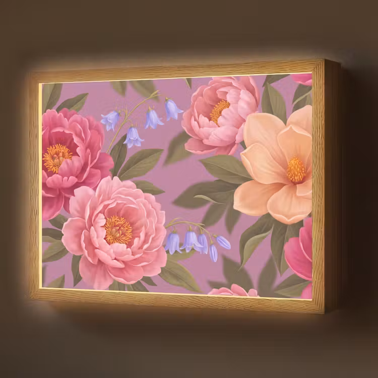 Lightbox - Wandlamp - Bloemen - Patroon - Illustratie - Roze — 1