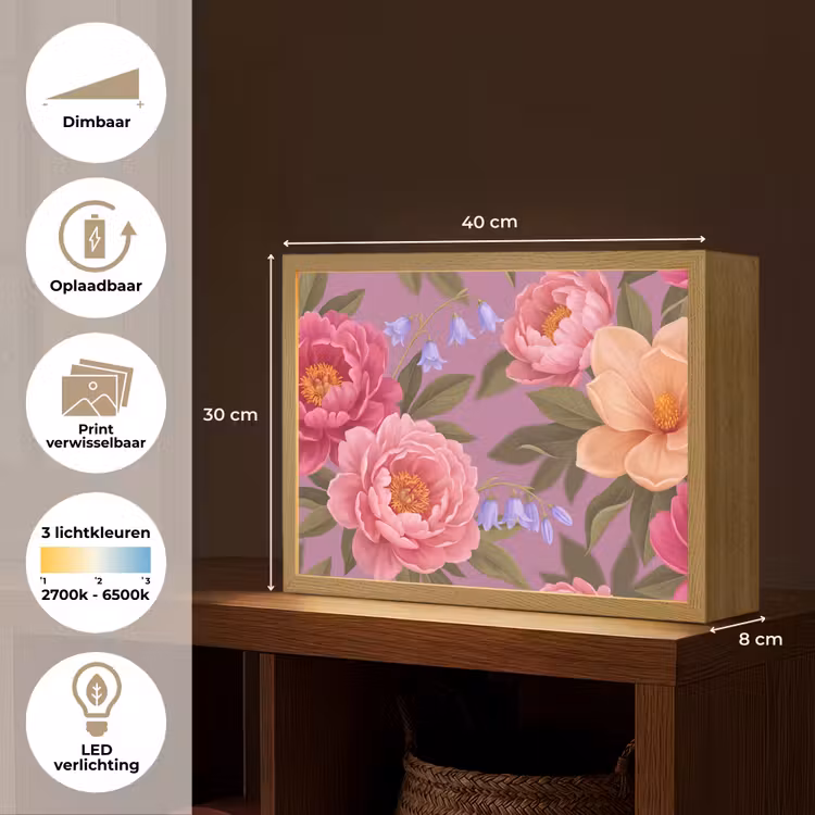 Lightbox - Wandlamp - Bloemen - Patroon - Illustratie - Roze — 10