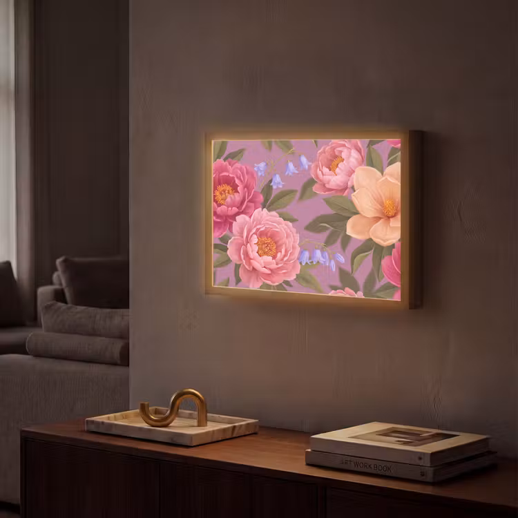 Lightbox - Wandlamp - Bloemen - Patroon - Illustratie - Roze — 2