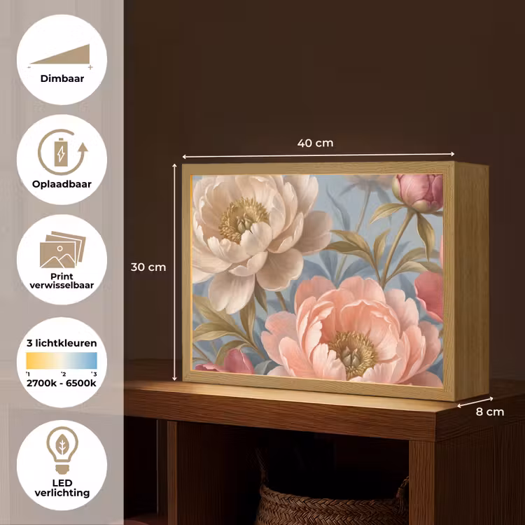 Lightbox - Wandlamp - Bloemen - Roze - Beige - Modern - Natuur — 10