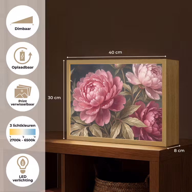 Lightbox - Wandlamp - Bloemen - Roze - Klassiek - Natuur — 10