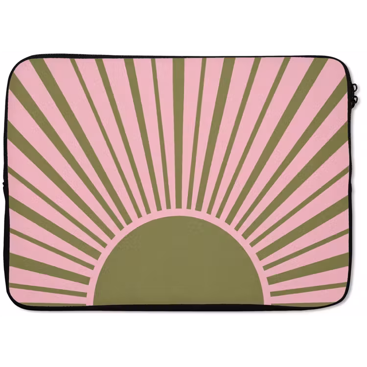 Laptophoes - Abstract - Stralen - Grafisch - Roze - Groen — 1