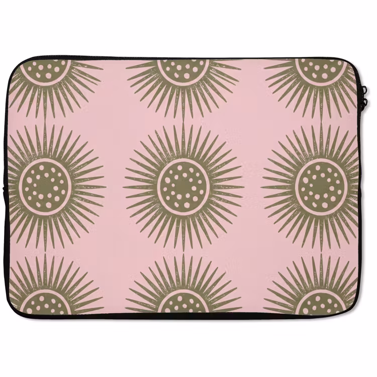 Laptophoes - Bloemen - Patroon - Abstract - Roze - Groen — 1