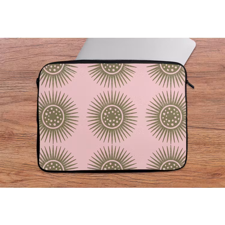 Laptophoes - Bloemen - Patroon - Abstract - Roze - Groen — 2