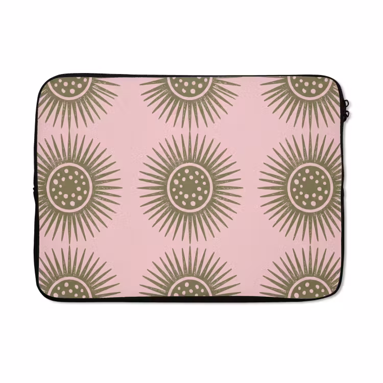 Laptophoes - Bloemen - Patroon - Abstract - Roze - Groen — 5