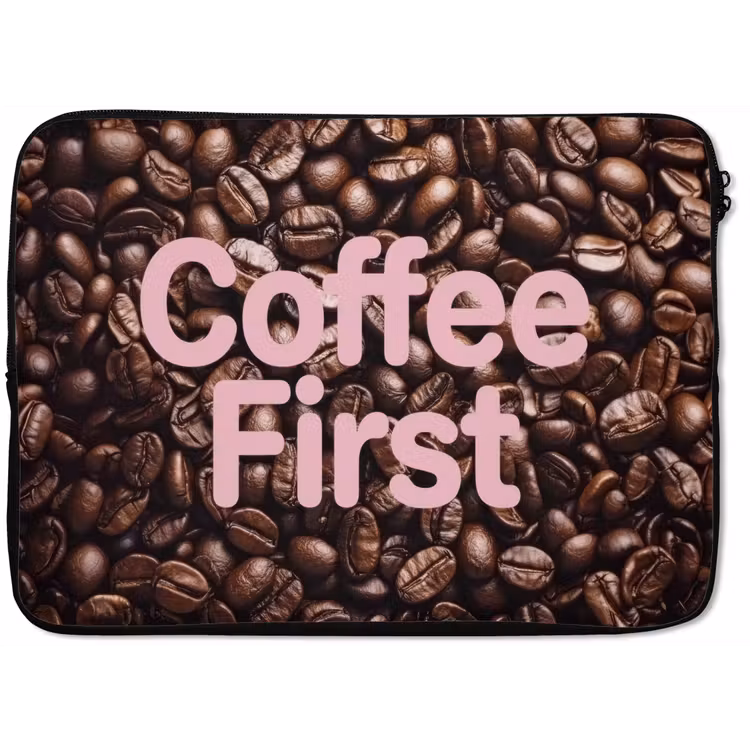 Laptophoes - Coffee First - Koffiebonen - Roze — 1