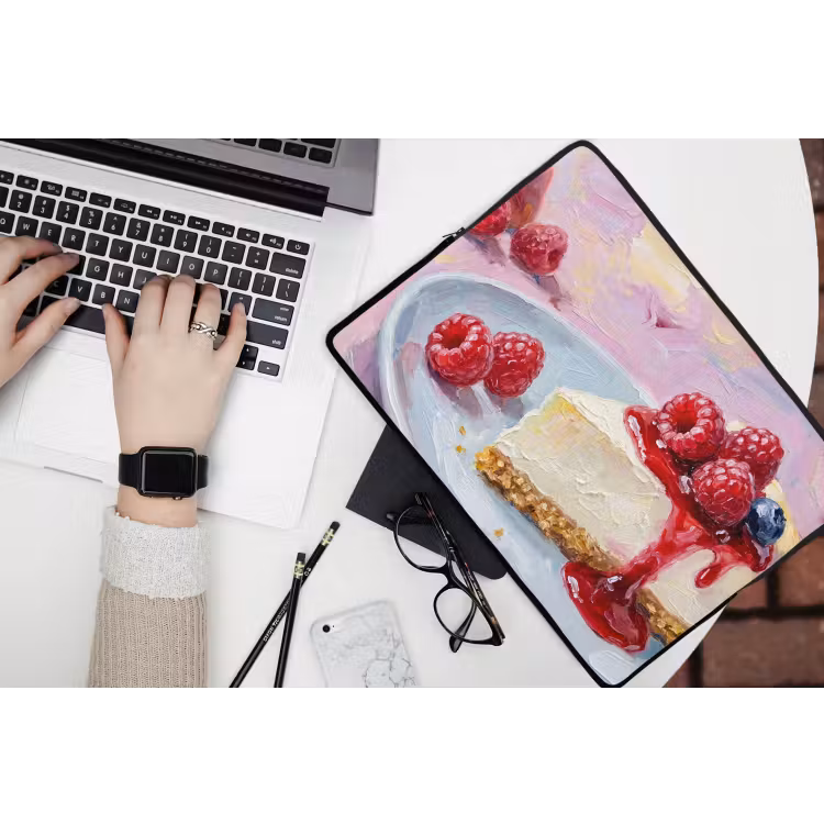 Laptophoes - Eten - Cheesecake - Bessen - Abstract - Roze — 3