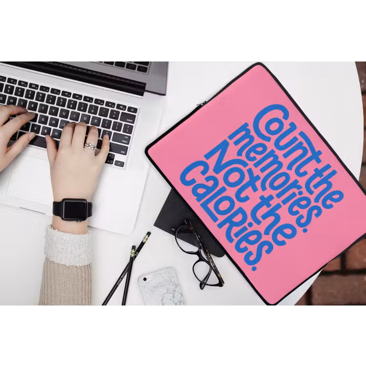 Laptophoes - Memories - Roze - Blauw - Quote — 3