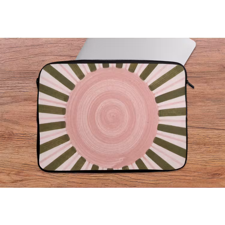 Laptophoes - Patroon - Cirkel - Stralen - Abstract - Roze — 2