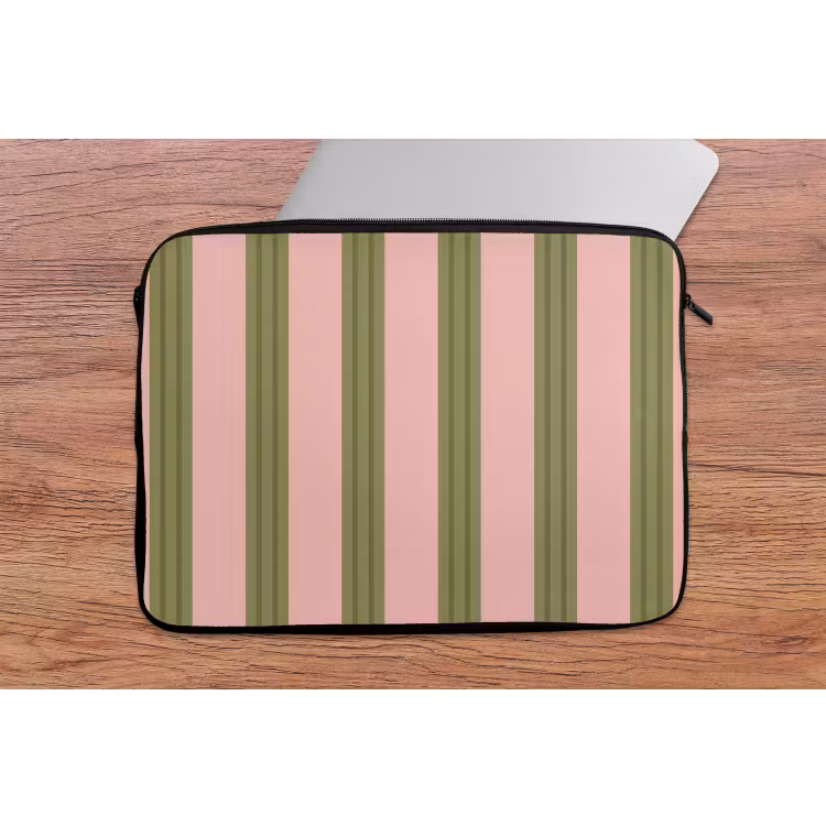 Laptophoes - Patroon - Strepen - Abstract - Roze - Groen — 2
