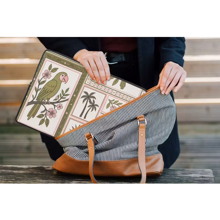 Laptophoes - Vogel - Tropisch - Patroon - Decoratief - Groen — 4