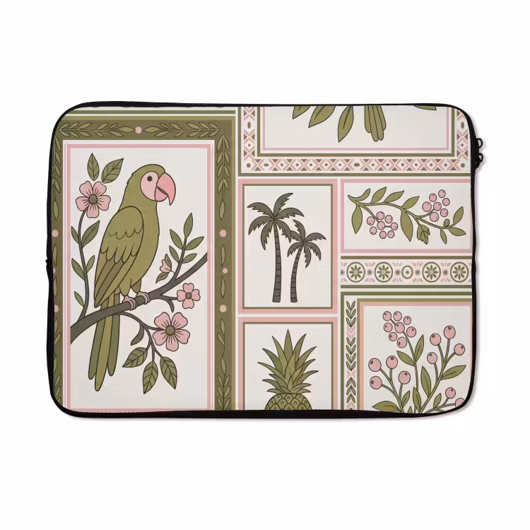 Laptophoes - Vogel - Tropisch - Patroon - Decoratief - Groen — 5