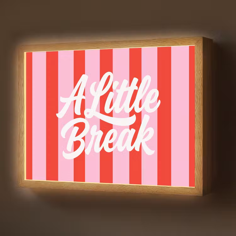 Lightbox - Wandlamp - A Little Break - Strepen - Rood - Roze — 1