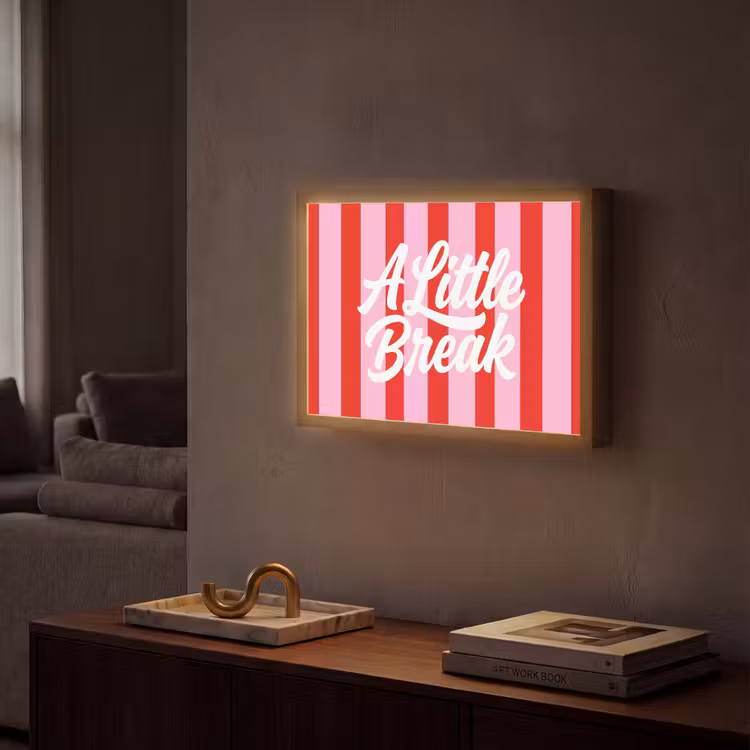 Lightbox - Wandlamp - A Little Break - Strepen - Rood - Roze — 2