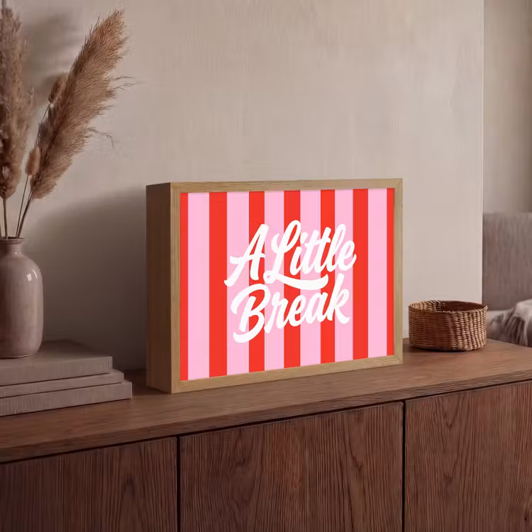 Lightbox - Wandlamp - A Little Break - Strepen - Rood - Roze — 4