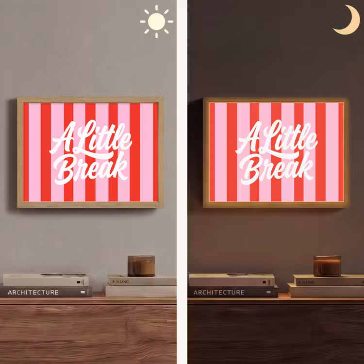 Lightbox - Wandlamp - A Little Break - Strepen - Rood - Roze — 6
