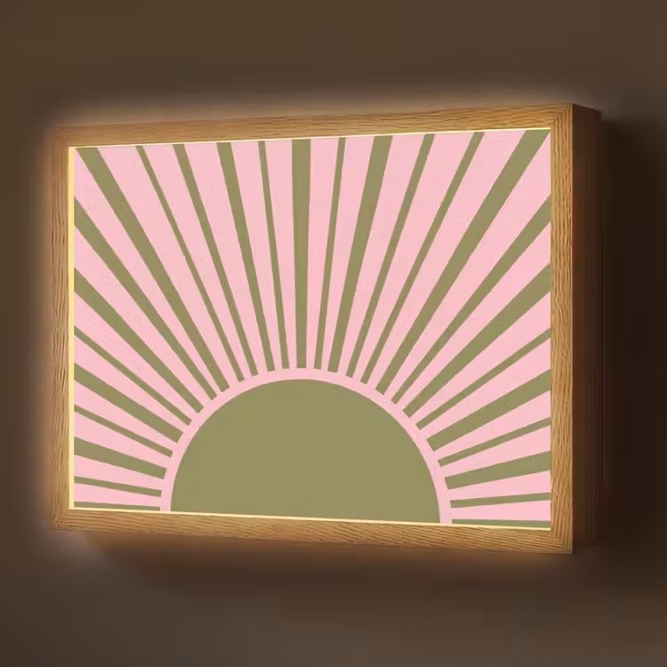 Lightbox - Wandlamp - Abstract - Stralen - Grafisch - Roze - Groen — 1