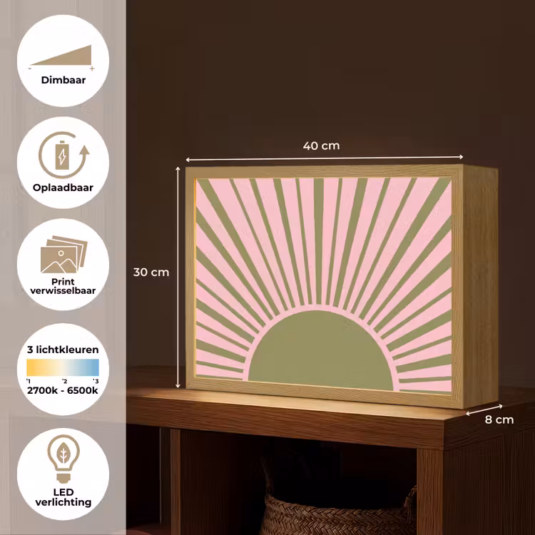 Lightbox - Wandlamp - Abstract - Stralen - Grafisch - Roze - Groen — 10