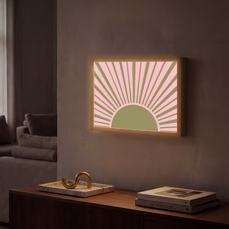 Lightbox - Wandlamp - Abstract - Stralen - Grafisch - Roze - Groen — 2