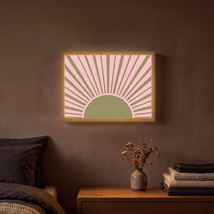 Lightbox - Wandlamp - Abstract - Stralen - Grafisch - Roze - Groen — 3