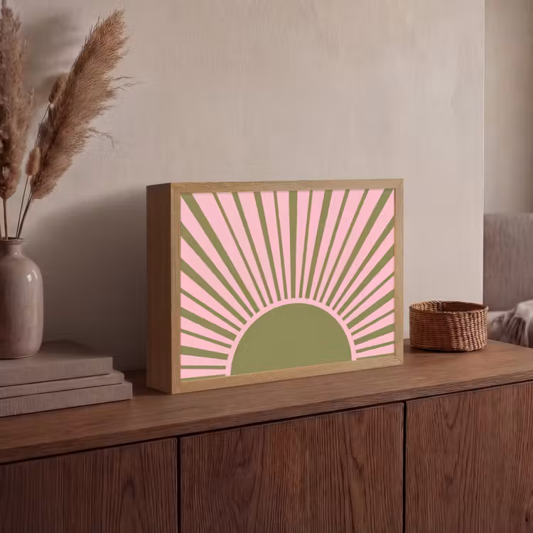 Lightbox - Wandlamp - Abstract - Stralen - Grafisch - Roze - Groen — 4
