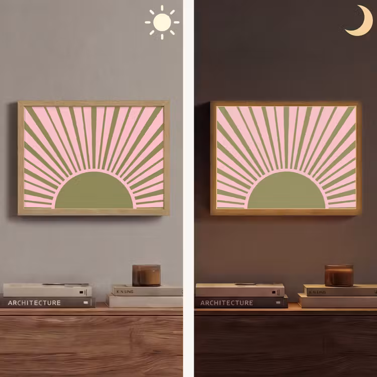 Lightbox - Wandlamp - Abstract - Stralen - Grafisch - Roze - Groen — 6