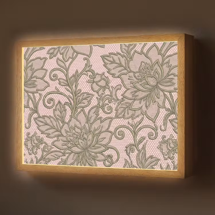 Lightbox - Wandlamp - Bloemen - Kant - Patroon - Klassiek - Groen — 1
