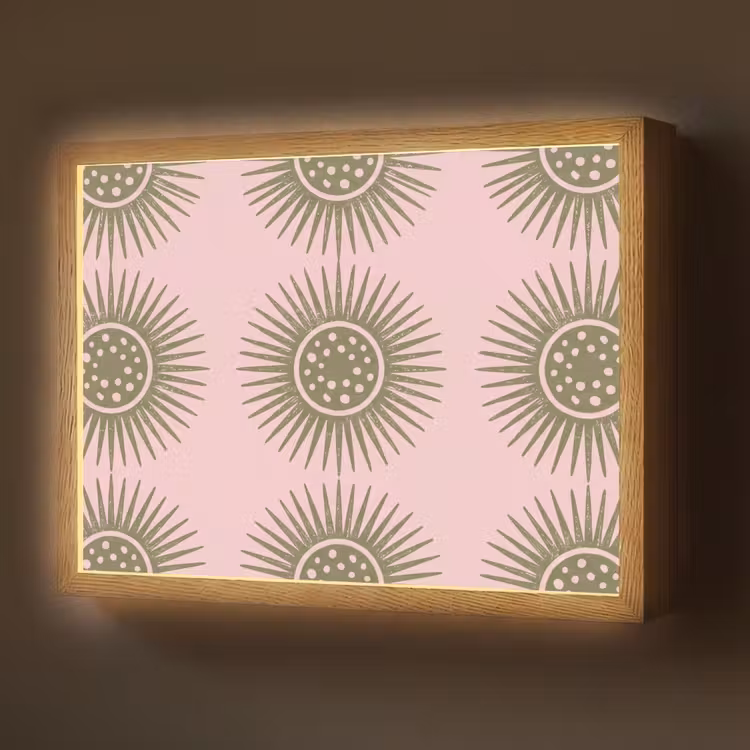 Lightbox - Wandlamp - Bloemen - Patroon - Abstract - Roze - Groen — 1