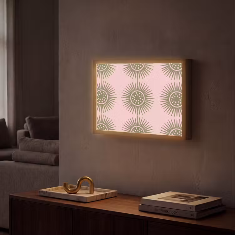 Lightbox - Wandlamp - Bloemen - Patroon - Abstract - Roze - Groen — 2