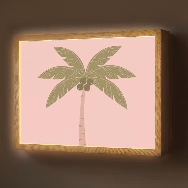 Lightbox - Wandlamp - Boom - Palm - Natuur - Illustratie - Roze — 1